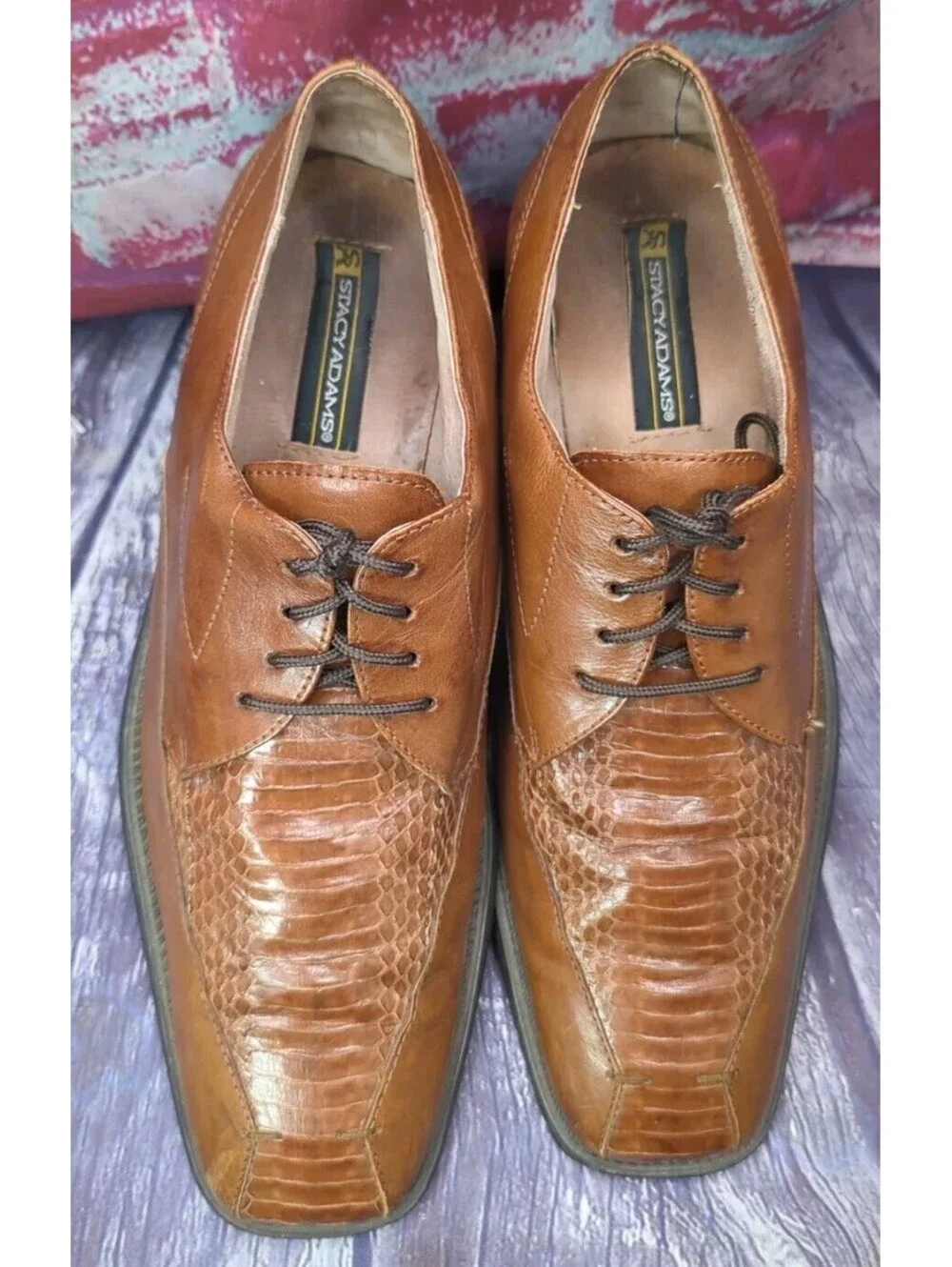 Stacy Adams Genuine Snake Skin Dress Shoes Oxford Loafers Formal Brown Mens 10.5